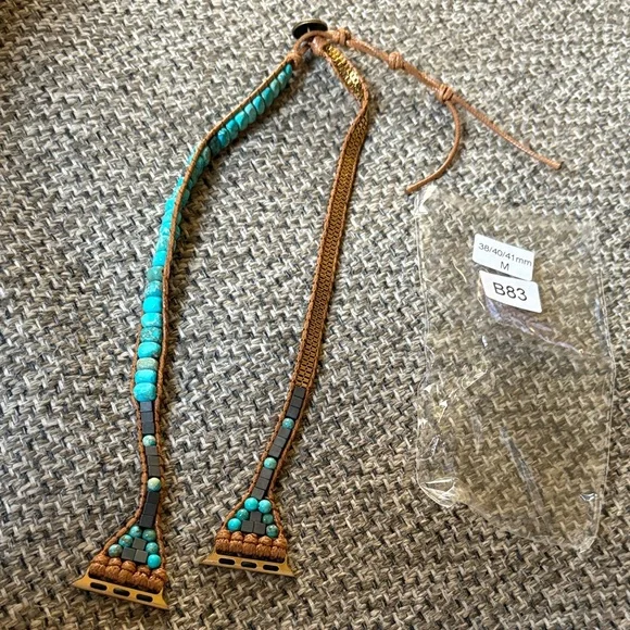 Turquoise Beaded Apple Watch Watch Band - Picture 2 of 7